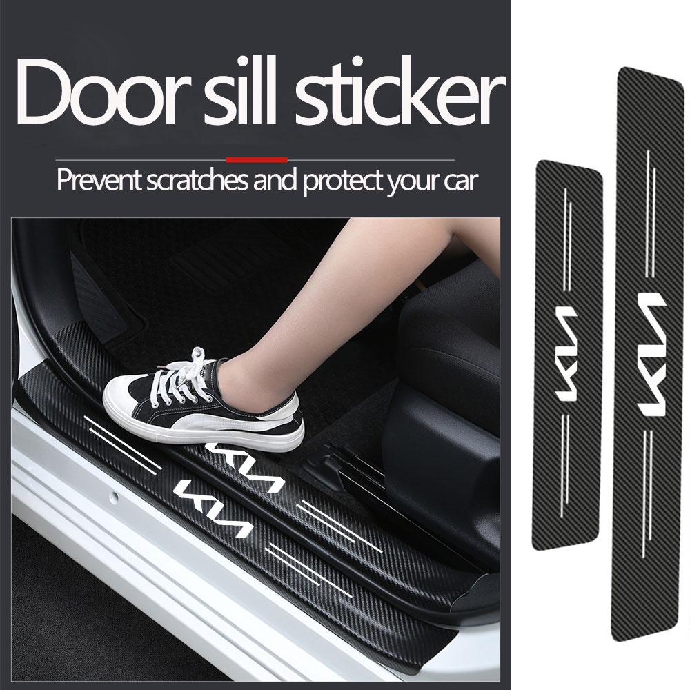 4pcs Car Door Sill Plate Sticker For KIA Cadenza Carnival Carens Ceed