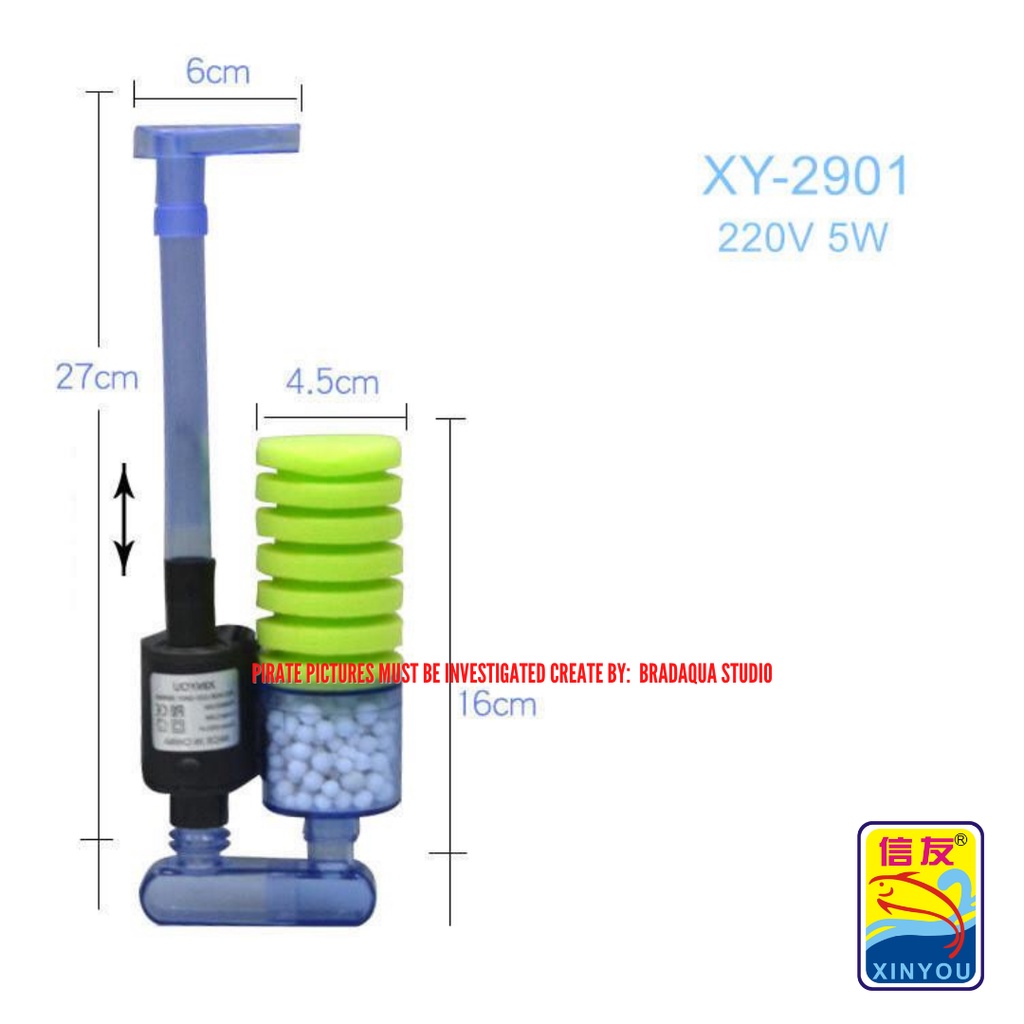 XINYOU Aquarium Sponge Filter Biochemical Cotton Water Pump With Media