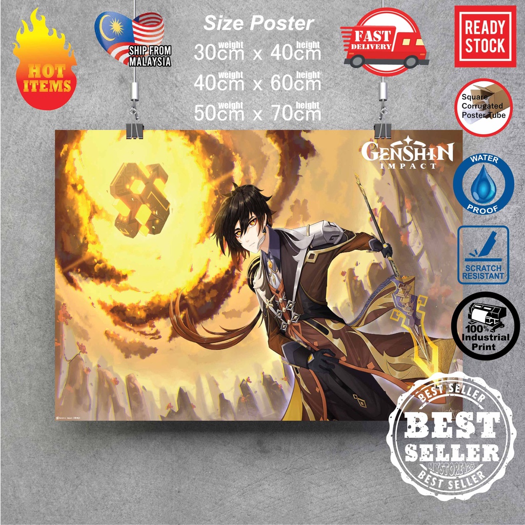 (Ready Stock) Genshin Impact poster Sticker Room decoration animation