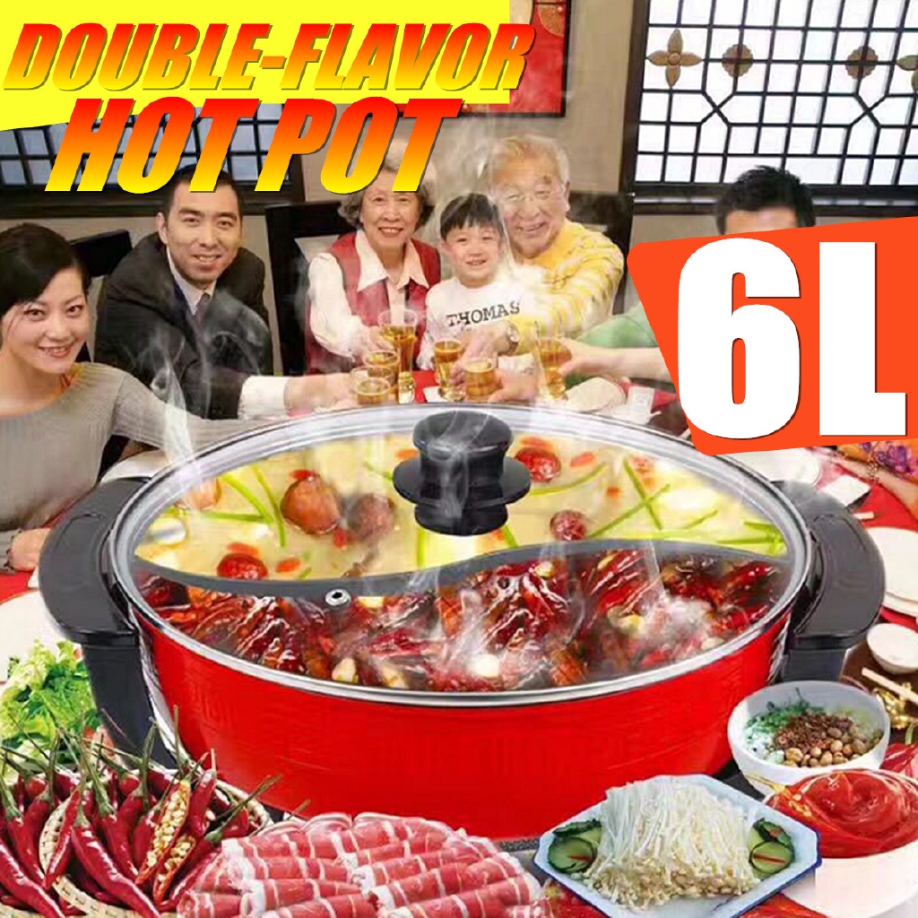 220V 6L NonStick Home Electric Shabu Hot Pot Table Top Kitchen