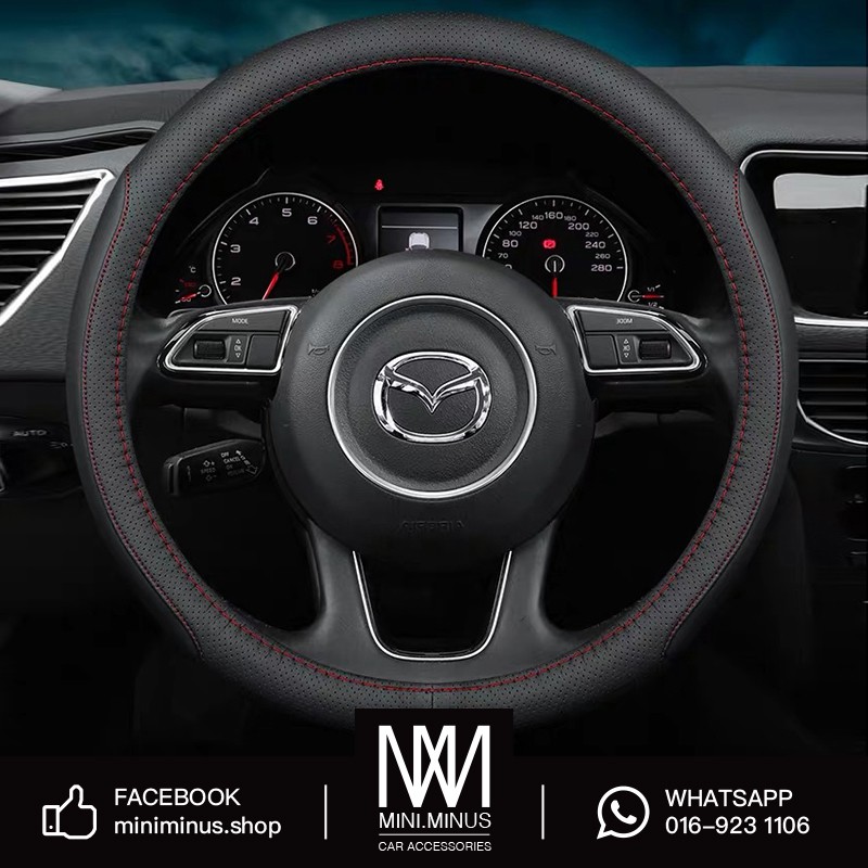 Mazda 3/ CX3 / CX5 / CX8 / CX9 / CX30 Leather Steering Cover | Shopee