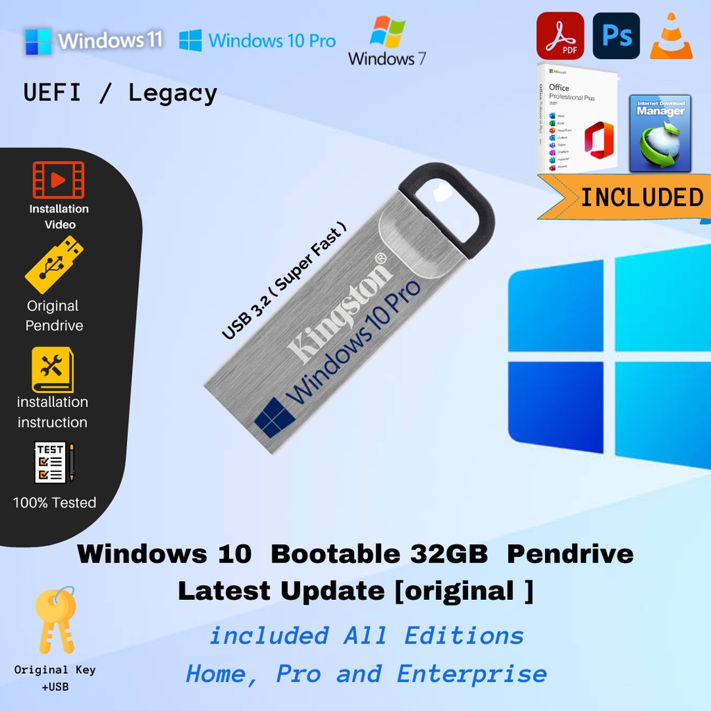 Windows 10 PRO windows 11 Pro Bootable USB installer Pendrive