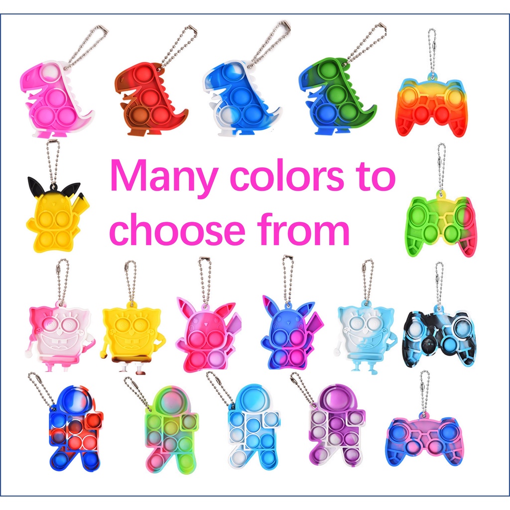 Pop It Keychain Fidget Toy Mini Fidgets Simple Dimple Keychain Small