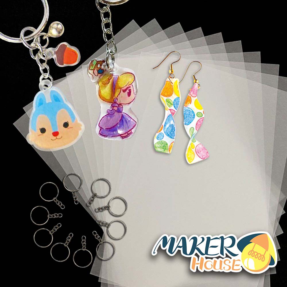 MakerHouse Laser Print Shrinky Dinks with Ring 0.3mm DIY Heat Shrink