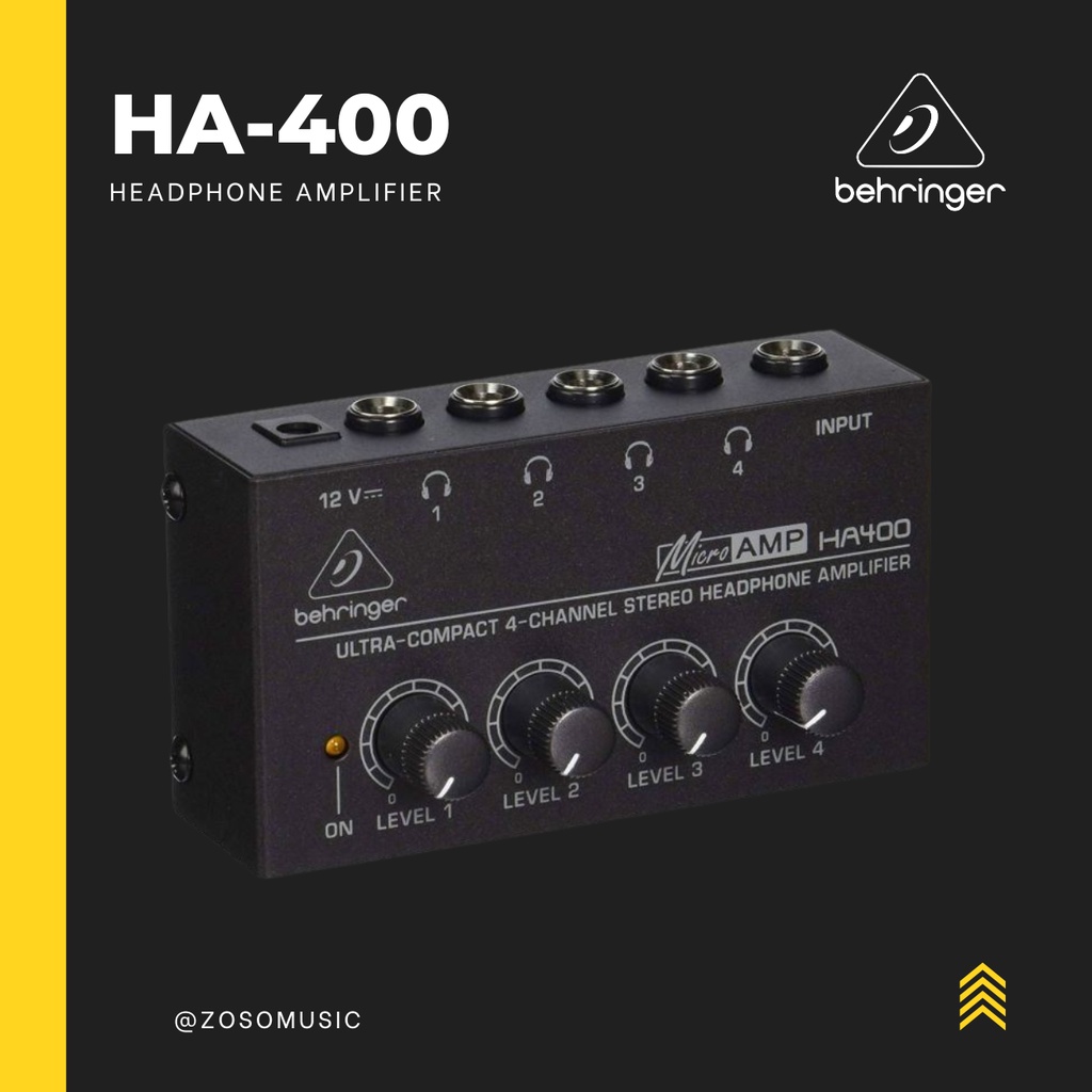 BEHRINGER HA400 HEADPHONE AMPLIFIER MICROAMP 4 CHANNEL STEREO