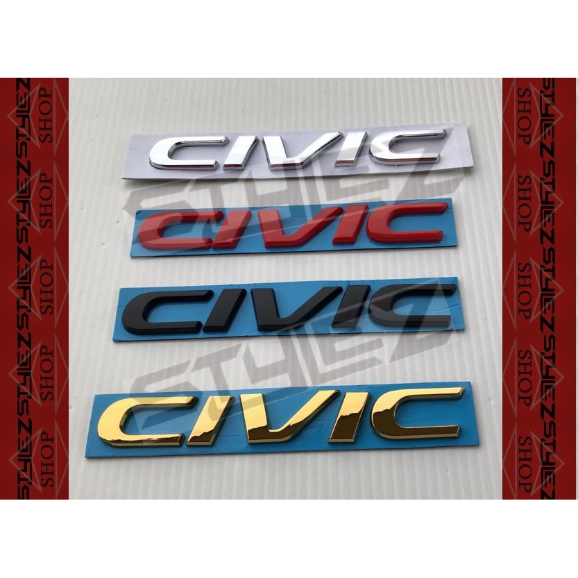 HONDA CIVIC FC NEW MODEL EMBLEM LOGO CHROM/RED/BLACK & GOLD COLOUR