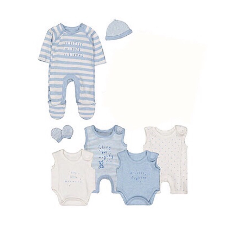 Mothercare Blue Premature Baby 7Piece Set Shopee Malaysia