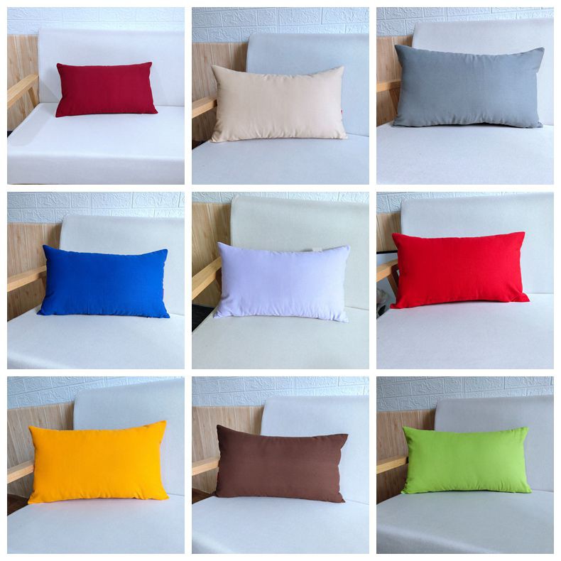 Large Throw Pillow Cover Big Pure Color Cotton Canvas Rectangular Waist