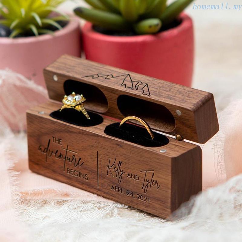 HO Ring Box for Wedding Ceremony Double Ring Bearer Holder for Wedding