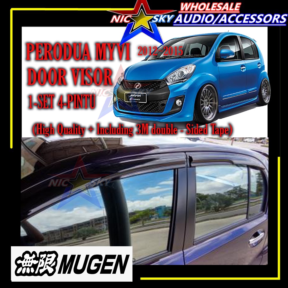 (4Pintu) Perodua Myvi 2015 MyviIcon Door Visor Mugen Style Acrylic