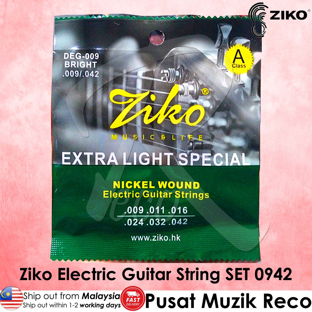 Ziko Electric Guitar String SET 0942 Extra Light Tali Gitar Elektrik 1 SET 6 TALI Guitar