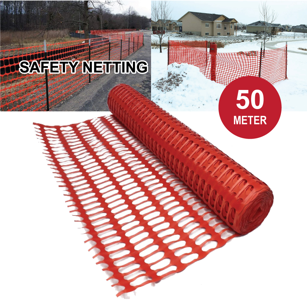 1meter x 50meter Safety Barrier Netting Heavy Duty Orange PP Plastic