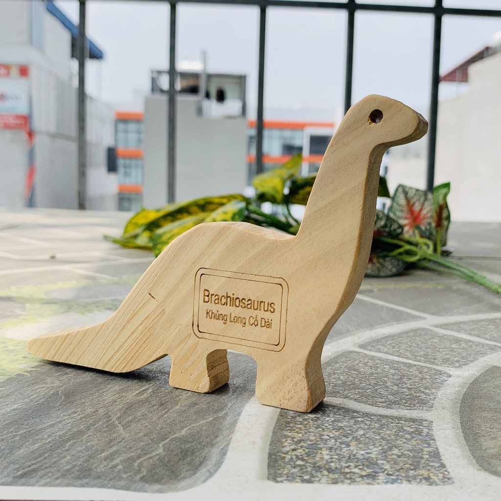 Safe Pure Wood Long Neck Dinosaur Model, Smart Balance Puzzle Toy