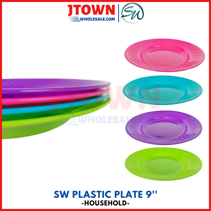 SW M145 High Quality Colourful 9 Inch Plastic Plate (6pcs Set) Shopee