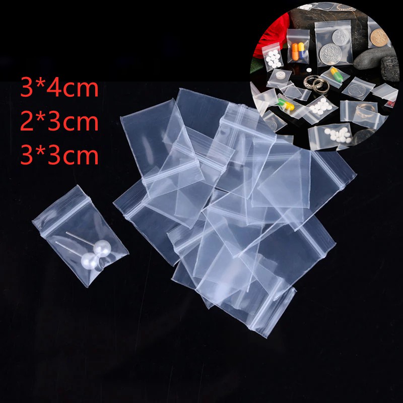 100Pcs/pack 4x3cm Mini Zip Lock Baggies Plastic Packaging Small Ziplock