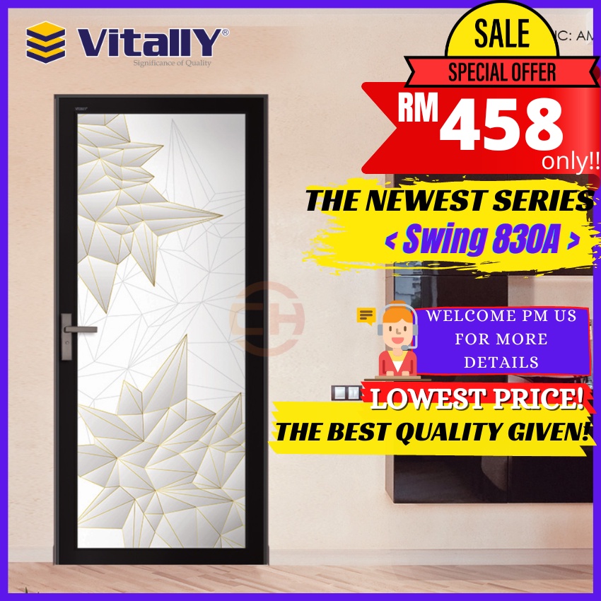 Vitally Aluminium Swing Door 830A Pintu Tandas Jenis Swing / Aluminium