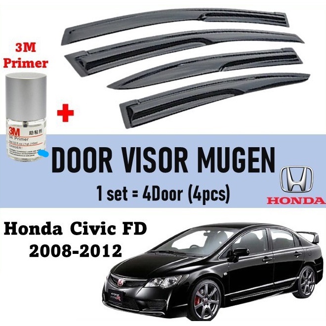 Honda Civic 2008-2012 FD Door Visor Mugen Style Acrylic Wind Deflector