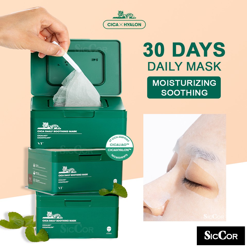 VT Cica Daily Soothing Mask 30 Sheets Water Essence Hydration Quick