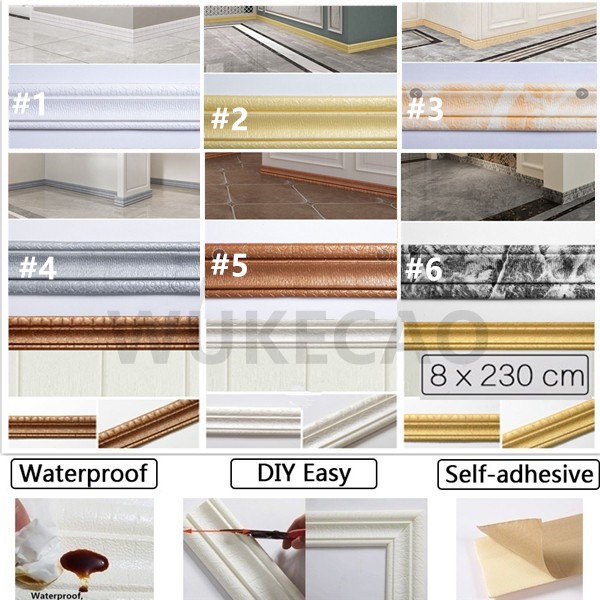 230cm Waterproof Border Wall Sticker Top Corner Line Wall Edge Strip