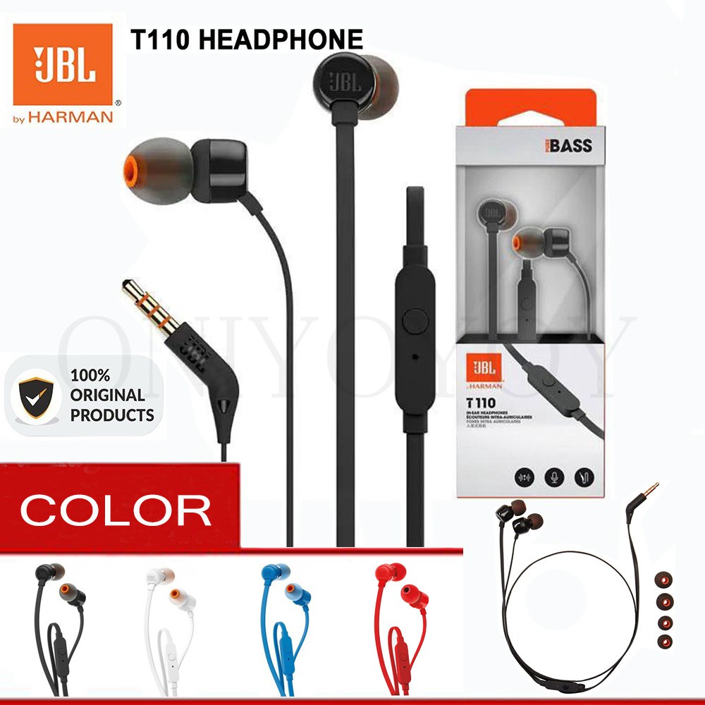 [Ready Stock] JBL T110 In-Ear Earphones Lightweight Headphones Pure