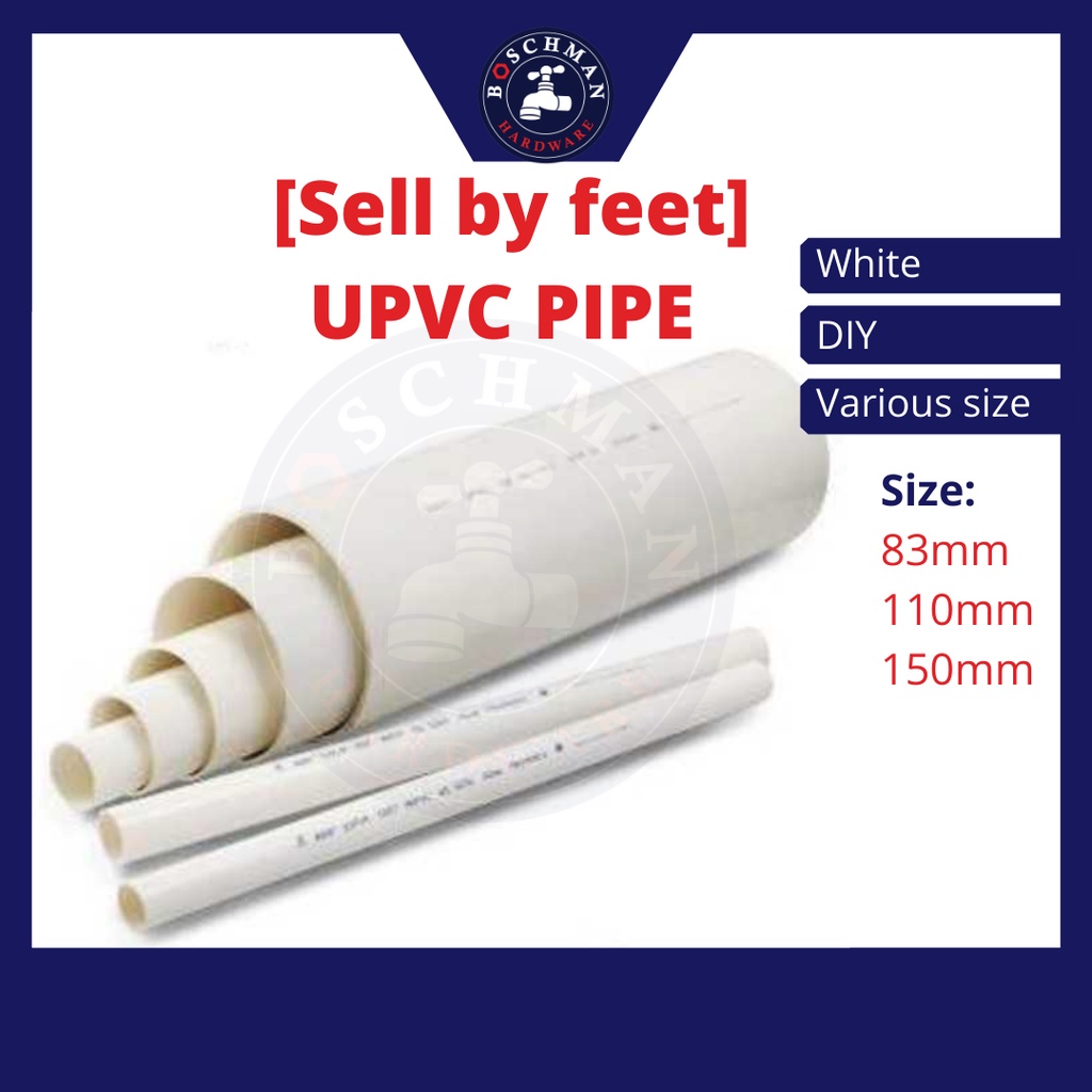 [Sell By Feet] White UPVC Pipe White PVC Drainage Pipe Paip Air Putih