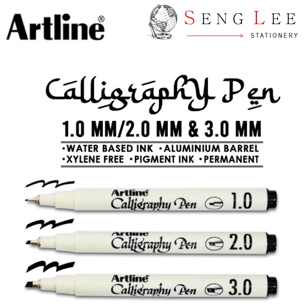 Artline Calligraphy Pen Black Water Based Pigment Ink Art Arabic
