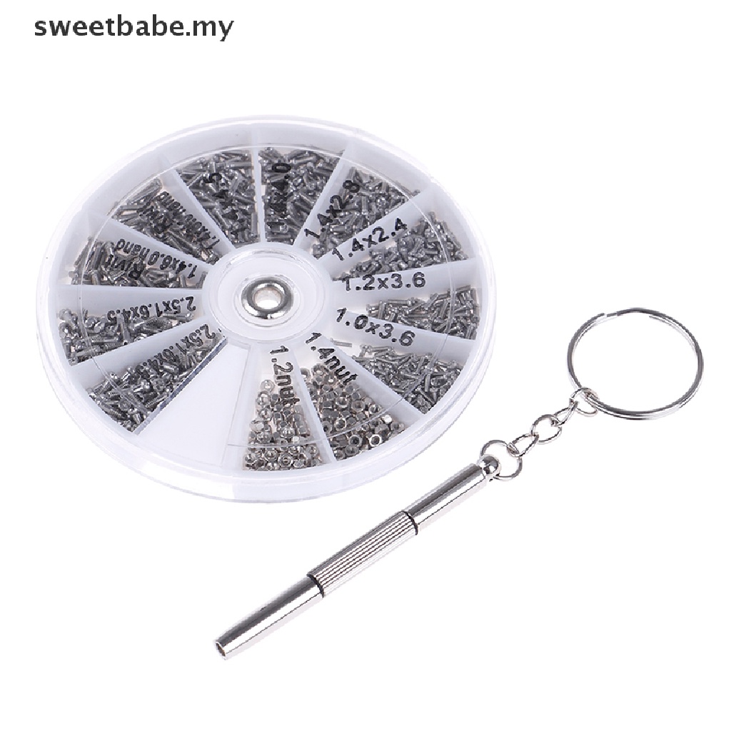 SWEETBABE 600Pcs Tiny Screws Nut + Screwdriver Watch Eyeglass Glasses Repair Tool Set New MY