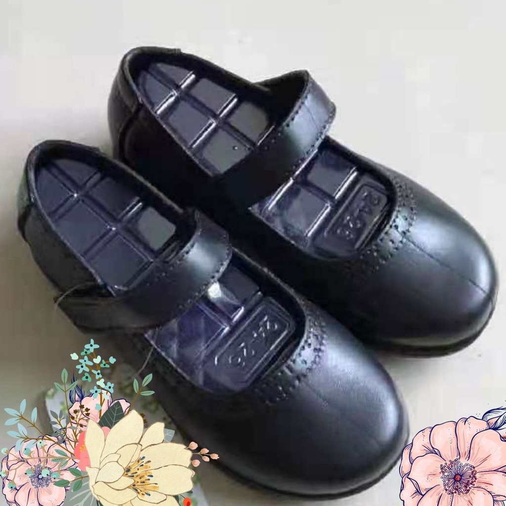 Girl Black Shoes With Velcro Strap Shopee Malaysia