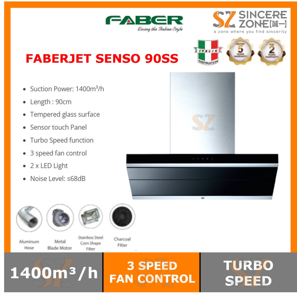 Faber FABERJET SENSO 90SS Chimney Hood Shopee Malaysia