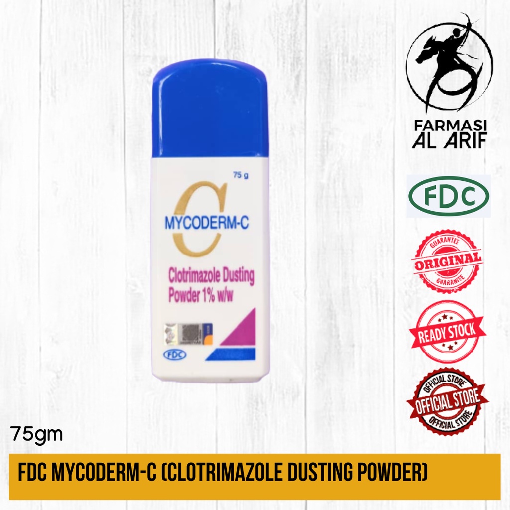FDC MycodermC Powder (Clotrimazole 1) Bedak antifungal/gatal/ruam