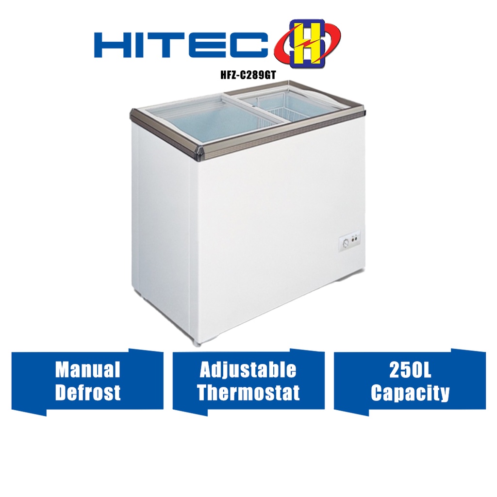 Hitec Chest Freezer (250L) Adjustable Thermostat Glass Top Chest Freezer HFZC289GT Shopee