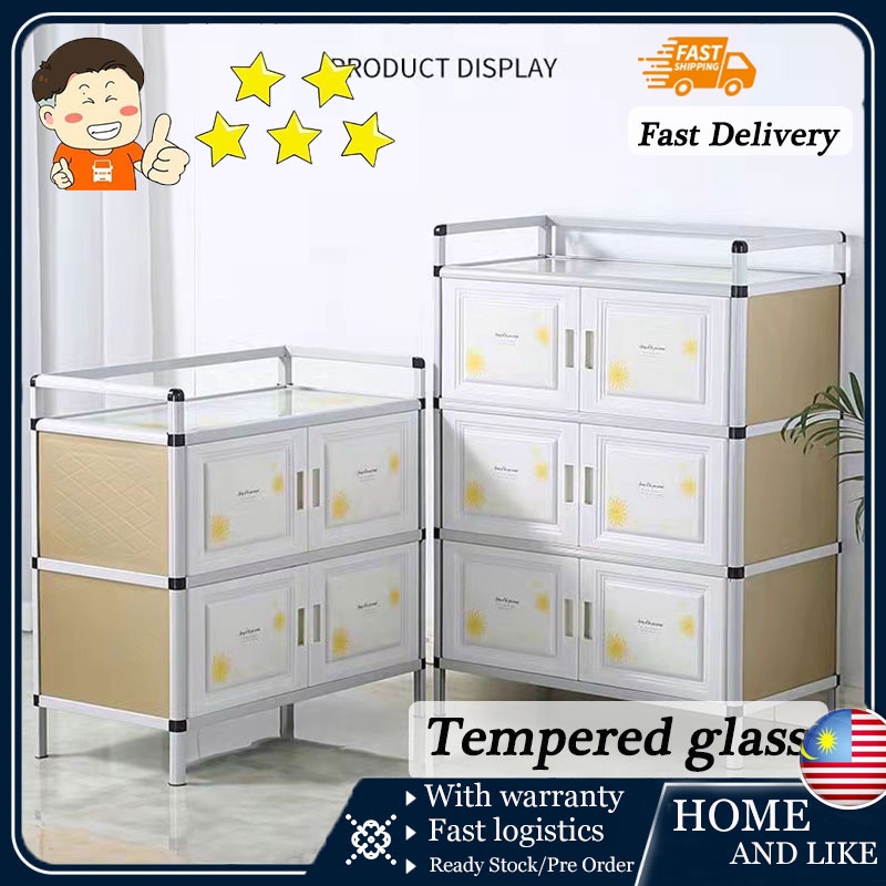 tempered glass Aluminum Alloy Cupboard Kitchen Storage