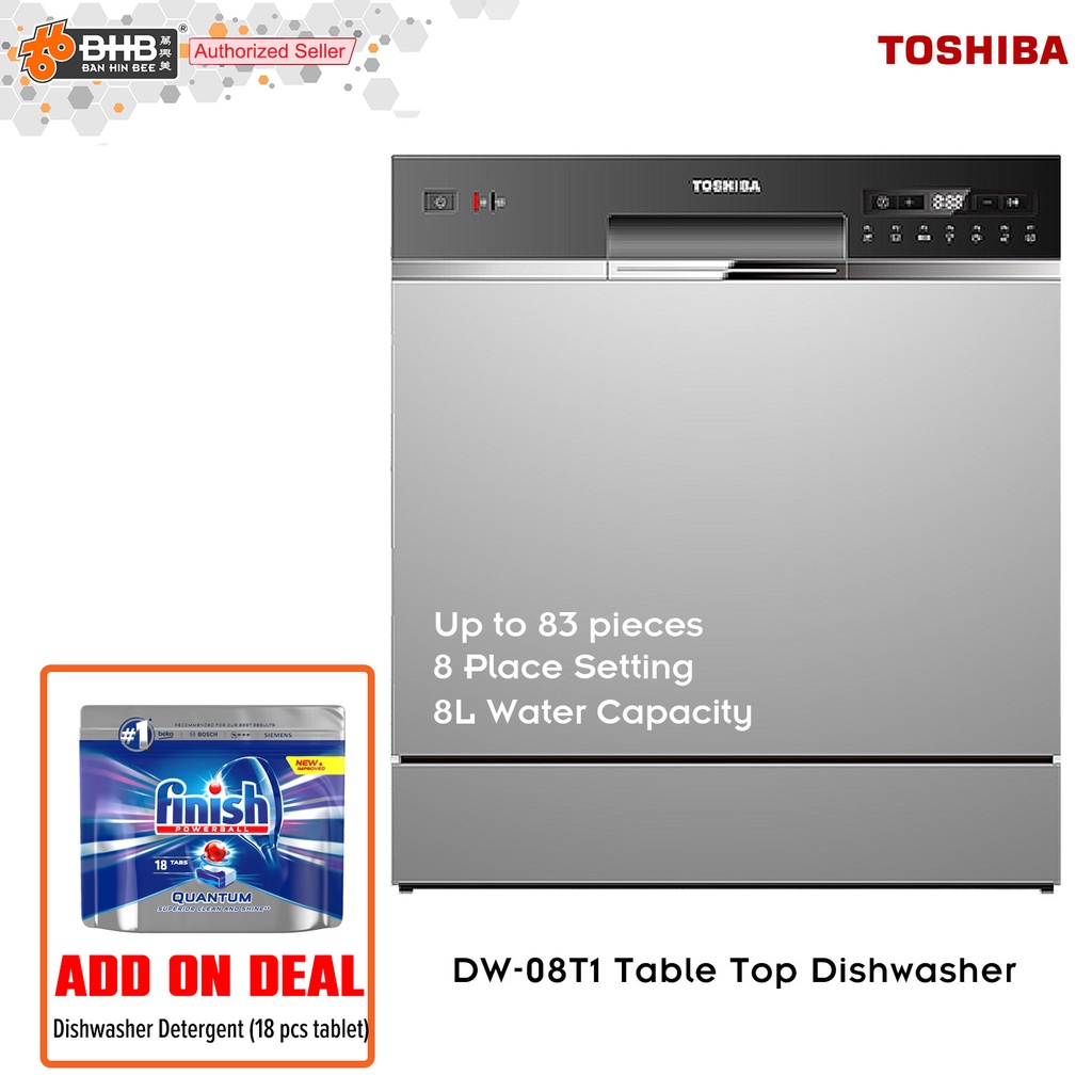 Toshiba DW08T1 Table Top Dishwasher 8 Place Setting / 83 pieces 8L