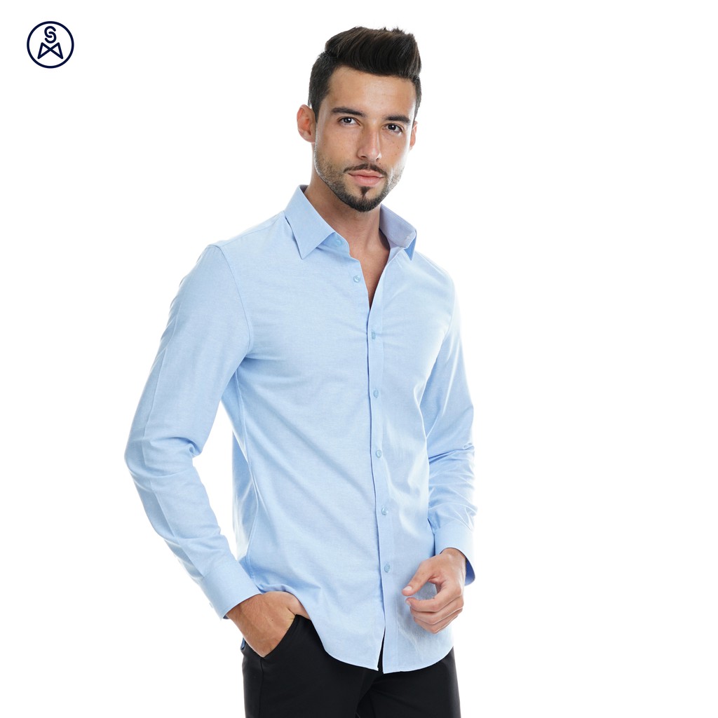 SmartMaster Oxford Cotton Slim Fit Long Sleeves Business Shirt Light