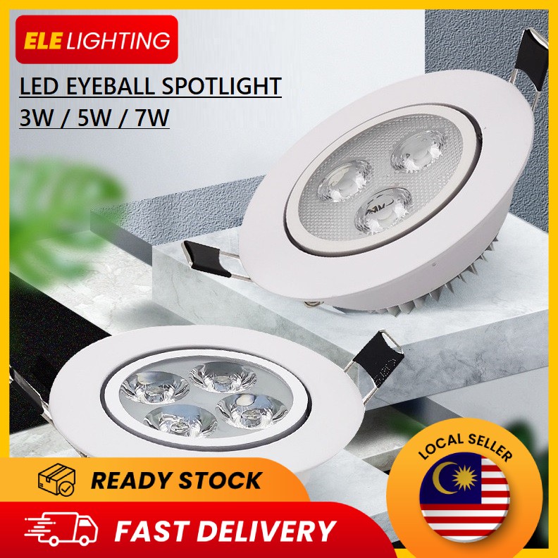 EYEBALL Super Bright 3W / 5W / 7W LED Recessed Eyeball Spotlight Round