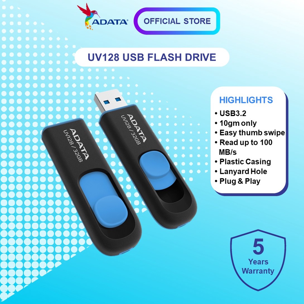 ADATA Pendrive USB 3.2 UV128 USB Flash Drives Blue (32GB/64GB/128GB