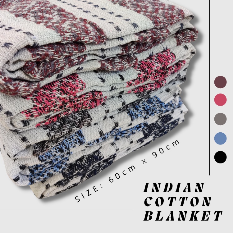 Indian 𝐂𝐨𝐭𝐭𝐨𝐧 𝐁𝐥𝐚𝐧𝐤𝐞𝐭100 Soft (Single) Selimut Nipis Sesuai Malaysia
