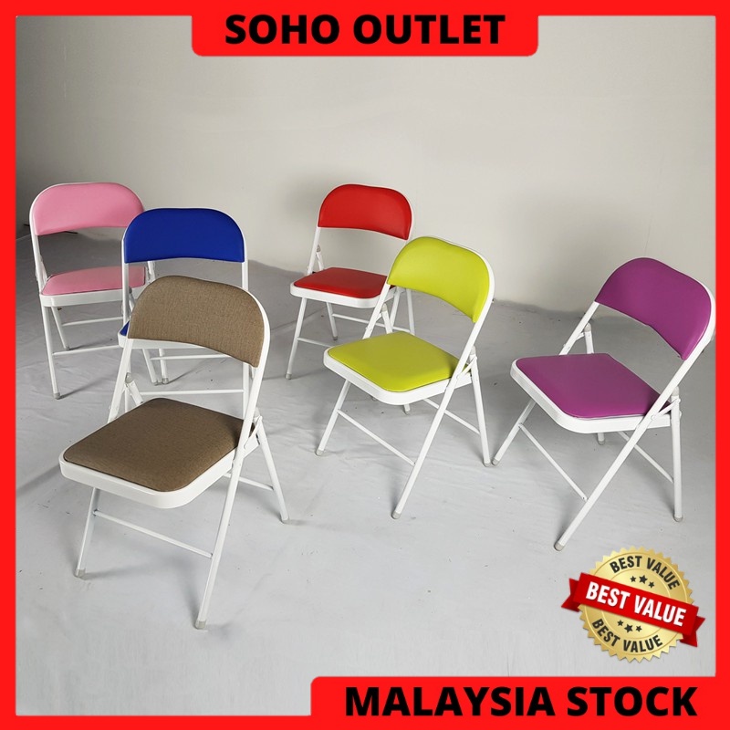 Kerusi Lipat Kusyen Lembut Boleh Tampung 125Kg Padded Steel Folding