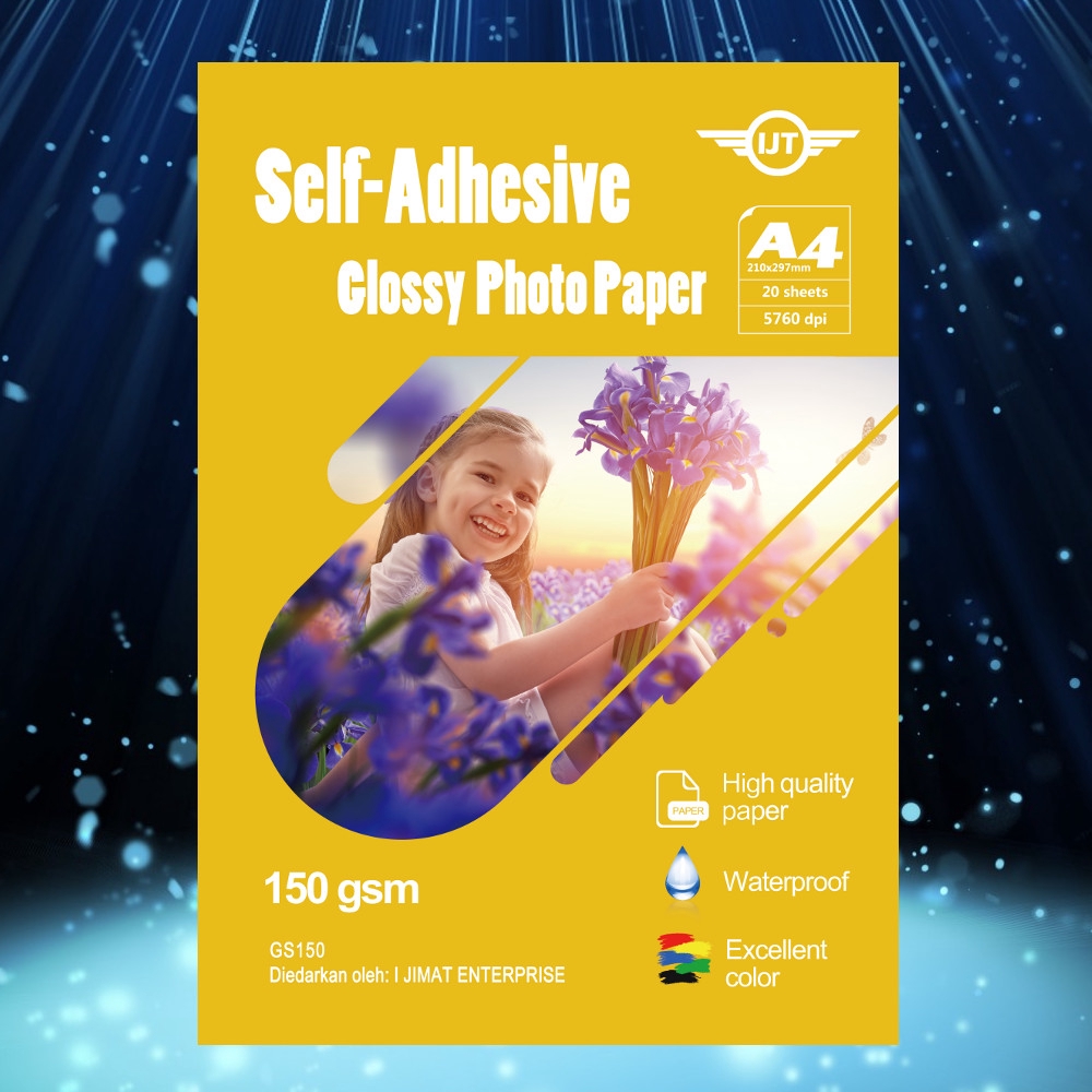 20's/pack A4 IJT GS150 Waterproof Glossy Sticker Paper / SelfAdhesive Glossy Paper 150gsm 150g