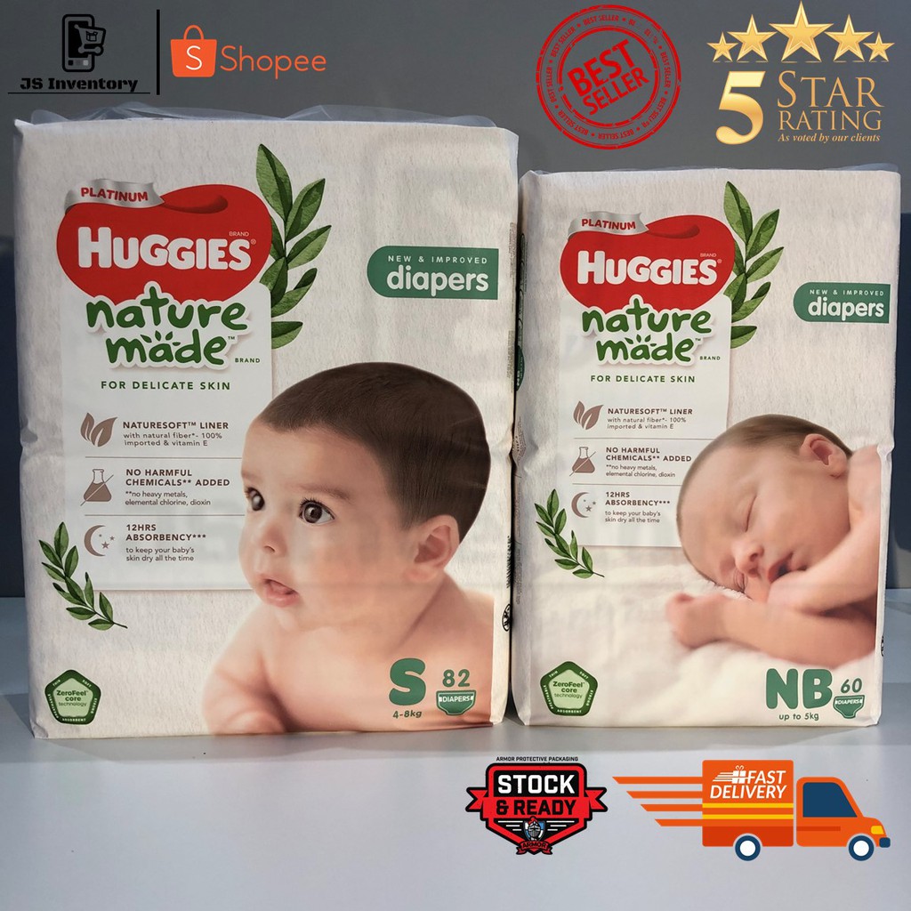 Huggies Platinum Quality Nature Made Diapers NB60/S82 1 Pack (New & Improved) Shopee Malaysia