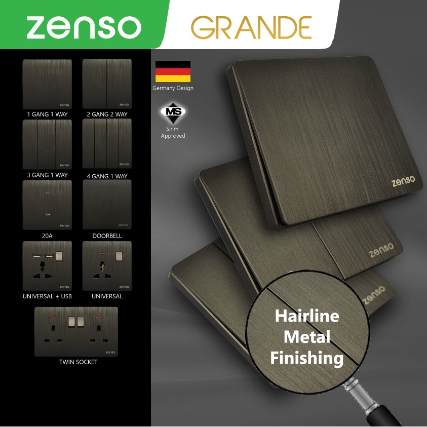 [SIRIM][Ready Stock]ZENSO SwitchGrande Series Hairline Black Switch
