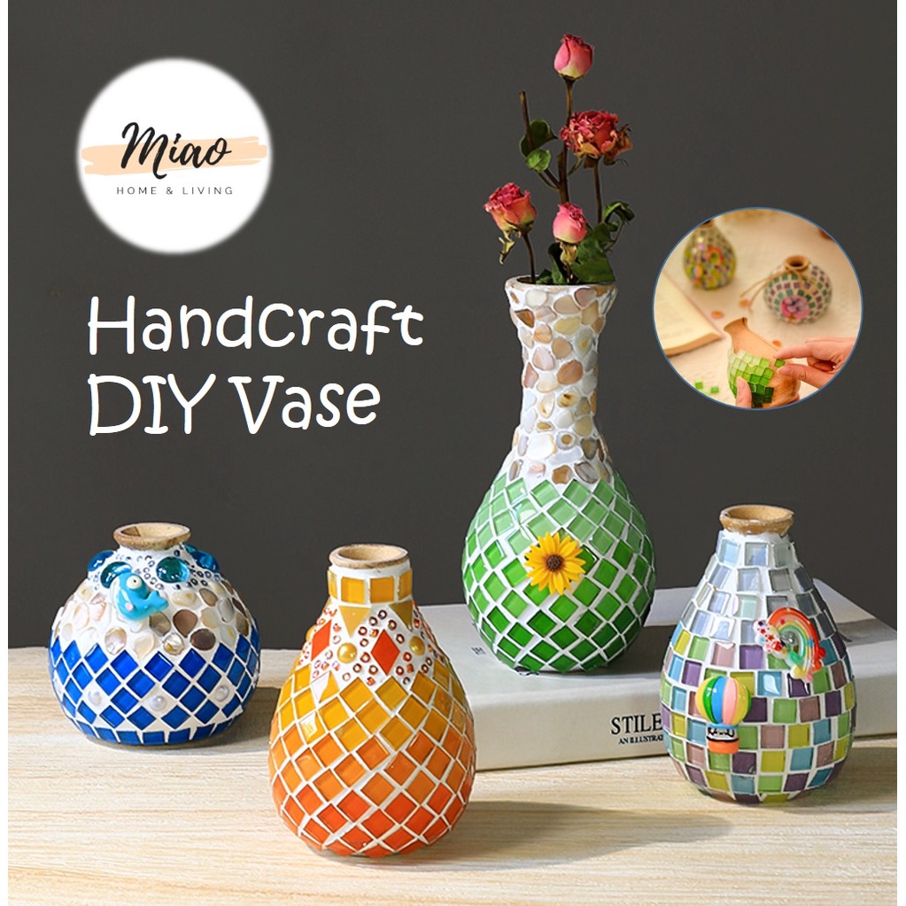DIY Mosaic Vase for Handcraft Art Work Present Gift Flower Vase Craft