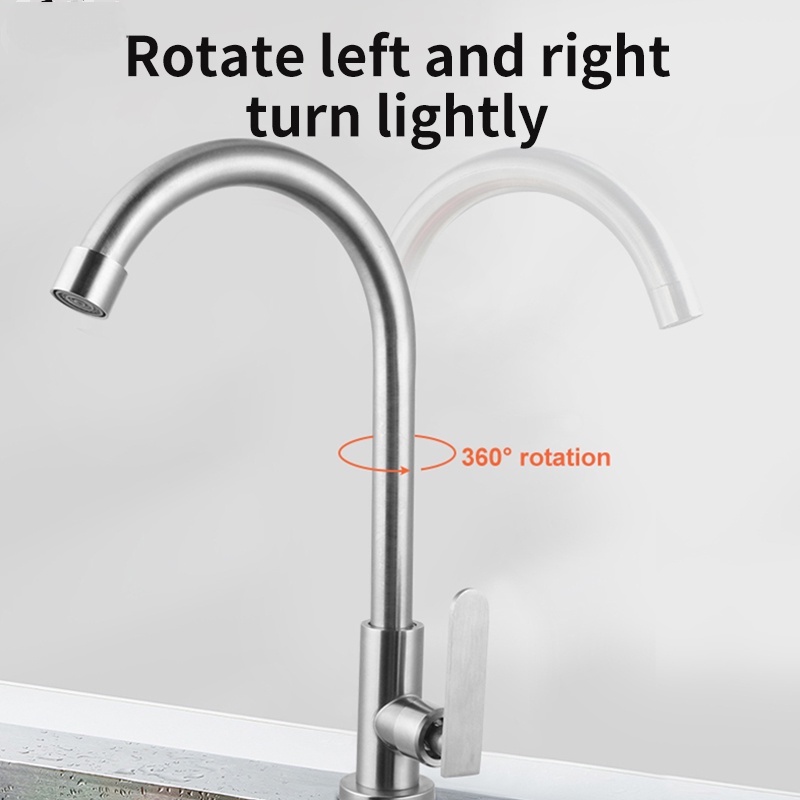 304 Sus Stainless Steel Sink Type Tap Kitchen Faucet Universal Wash