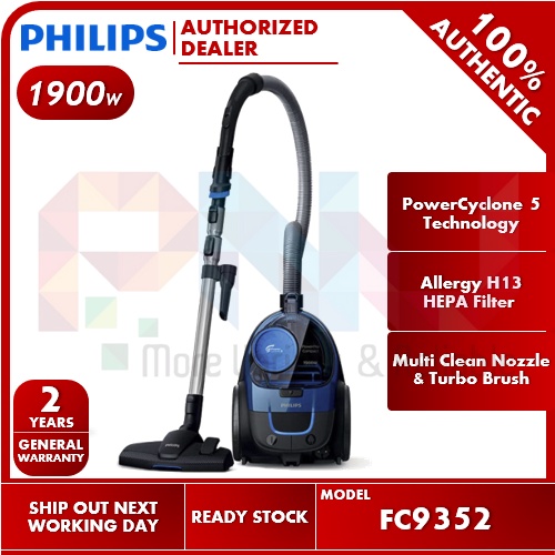 Philips 1900W PowerPro Bagless Vacuum Cleaner FC9352 (FC9352/62