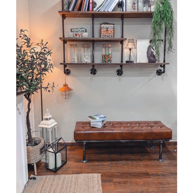 [PREORDER] Rustic Bench Industrial Iron Pipe Chair Farmhouse living