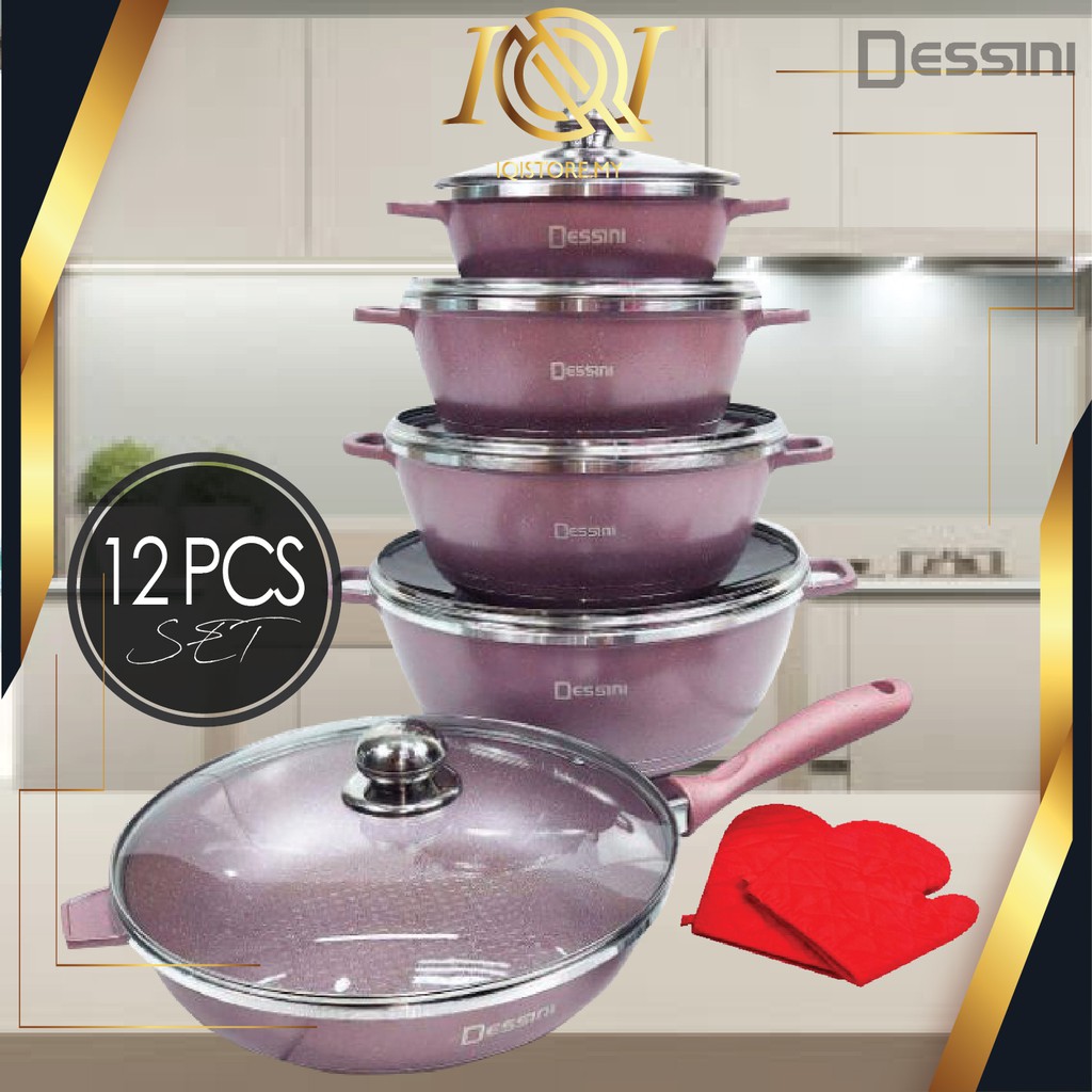 DESSINI COOKWARE SET (12PCS) NONSTICK COOKING POT FRYING PAN / SET