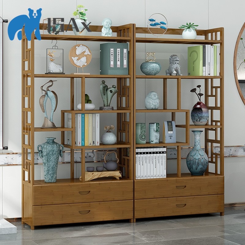 ISAX_Book shelf floor simple living room office storage rack solid wood