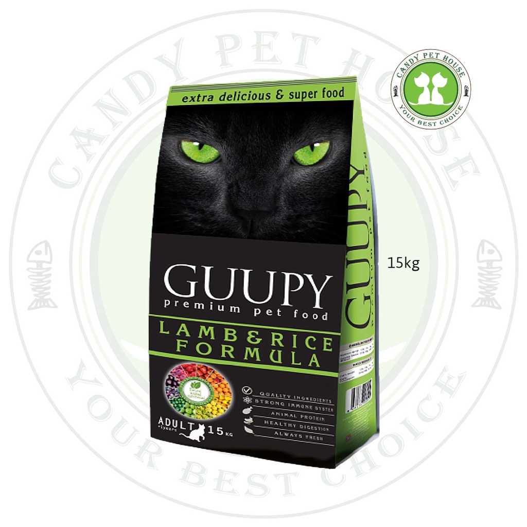 Guupy Premium Adult Lamb & Rice Cat Food 15kg (Green BIG) Shopee