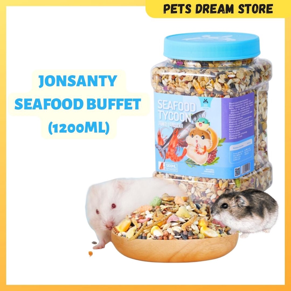 NEW Jonsanty Hamster Food 1200ml Seafood Buffet Meat Dried Mealworm