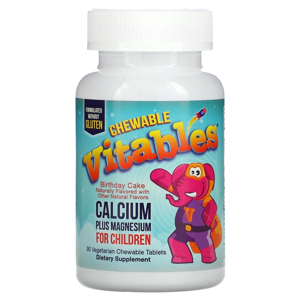 Vitables Chewable Calcium Plus Magnesium for Children Birthday Cake